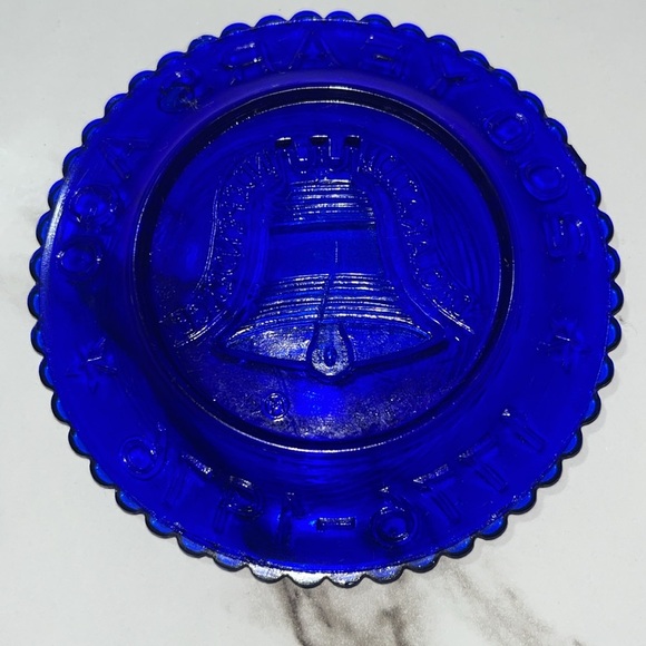 MOSSER CUP PLATE 1776-1976 Bicentennial 200 Years Ago LIBERTY BELL COBALT BLUE - Picture 6 of 6